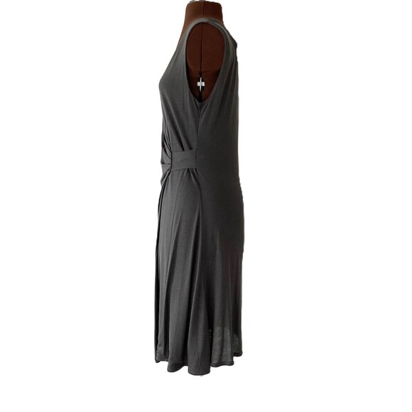 Grey Sleeveless Mock Wrap Jersey Dress - Picture 3 of 8